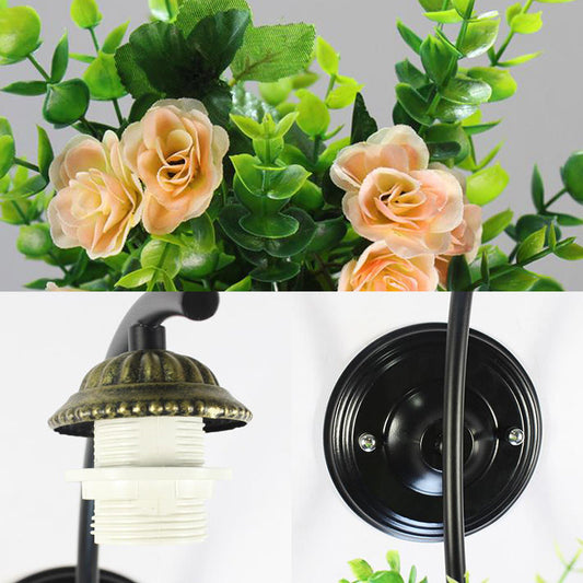 Frendorf | Globe Wandlamp Tiffany Gevoegd Glas 1 Kop Beige Wandarmatuur met Bloem Decoratie