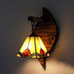 Frendorf | Kegelvormige Wandlamp Retro Stijl Kleurrijk Gevuld Glas 1 Licht Wandarmatuur Lamp Fixture in Wit/Licht Blauw/Licht Blauw-Wit/Oranje-Rood/Geel/Wit voor Balkon