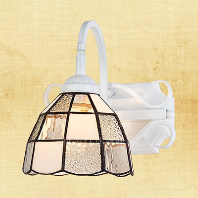 Frendorf | Weiße Stufenwandlampe Vintage Mosaikglas 1 Licht Wandmontage Leuchte für Treppenhaus