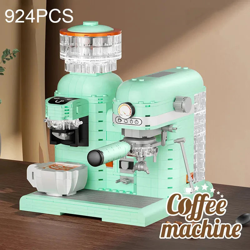 924PCS Kaffeemaschine Bauklötze Set Mini Mühle Montage Modell Ziegel Spielzeug Schreibtisch Dekoration Kinder Weihnachten Geschenke