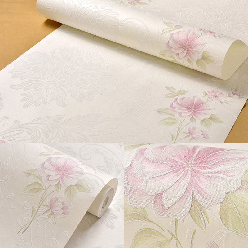 Hochzeitszimmer Tapetenrolle mit Pastellfarbenem Gartenblumenmuster, 20,5" B x 31' L, Unpapiert
