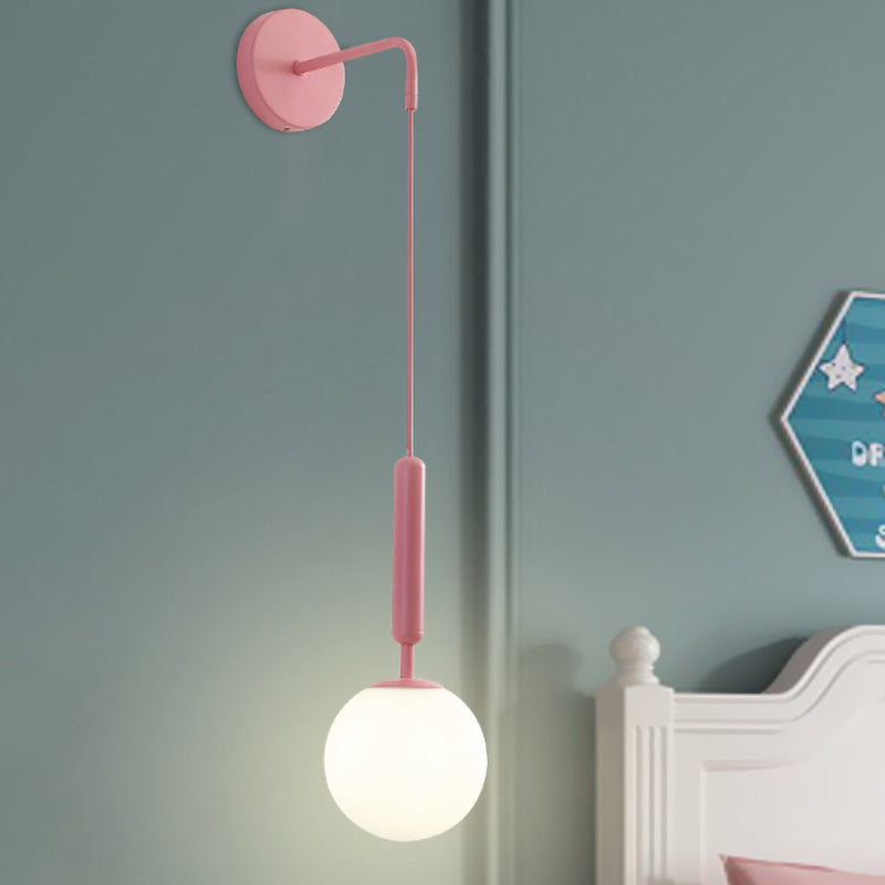 1 Leuchte Wandpendelleuchte Minimalismus PinkFinish Wandmontierte Lampe mit Ball weiß gefrostetem/klaren Wasserglas-Schirm