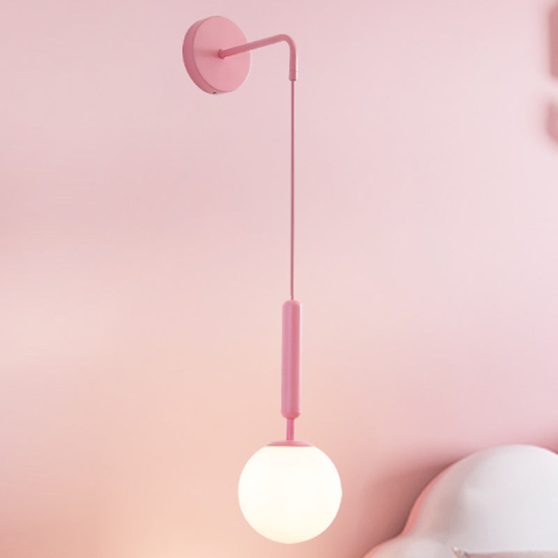 1 Leuchte Wandpendelleuchte Minimalismus PinkFinish Wandmontierte Lampe mit Ball weiß gefrostetem/klaren Wasserglas-Schirm