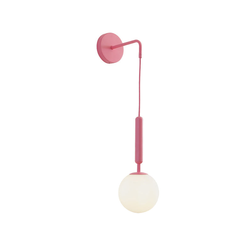 1 Leuchte Wandpendelleuchte Minimalismus PinkFinish Wandmontierte Lampe mit Ball weiß gefrostetem/klaren Wasserglas-Schirm