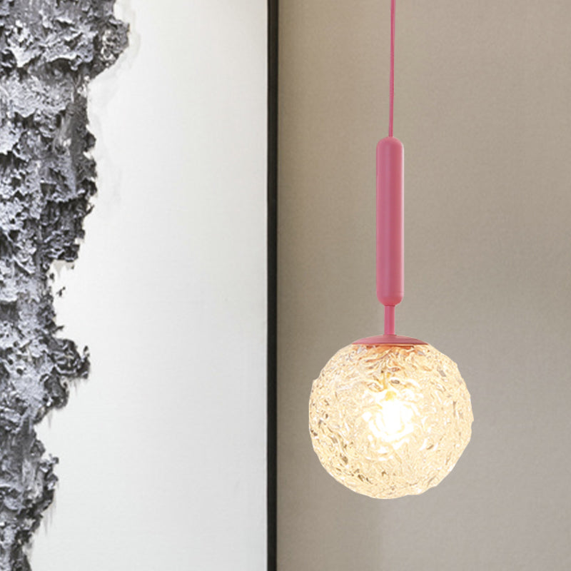 Frendorf | 1 Glühbirne Wandpendelleuchte Minimalismus Rosa Finish Wandmontierte Lampe mit Kugel Weiß Matt/Klar Wasser Glas Schirm
