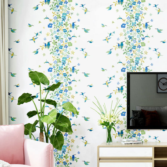 Gipswandverkleidung mit Vogel und Blume, Mehrfarbig, 20,5"W x 33'L