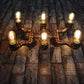 Frendorf | 6 Glühbirnen Wasserpfeife Wandleuchte Rustikal Industrie Bronze Schmiedeeisen Wandlampe für Restaurant