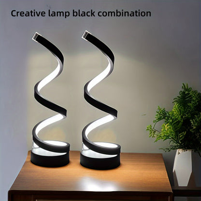 Moderne Spiral Tischlampe – Kreative LED Schreibtischlampe mit sanftem warmem Licht, perfekt für Schlafzimmer, Wohnzimmer und Studien Dekor