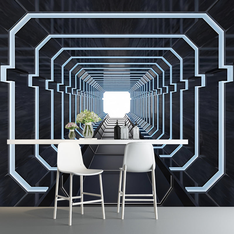 Frendorf | Moderne Wandkunst für Besprechungsräume, Schwarz und Weiß 3D ausgestreckter Tunnel, Maßanfertigung