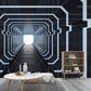 Frendorf | Moderne Wandkunst für Besprechungsräume, Schwarz und Weiß 3D ausgestreckter Tunnel, Maßanfertigung