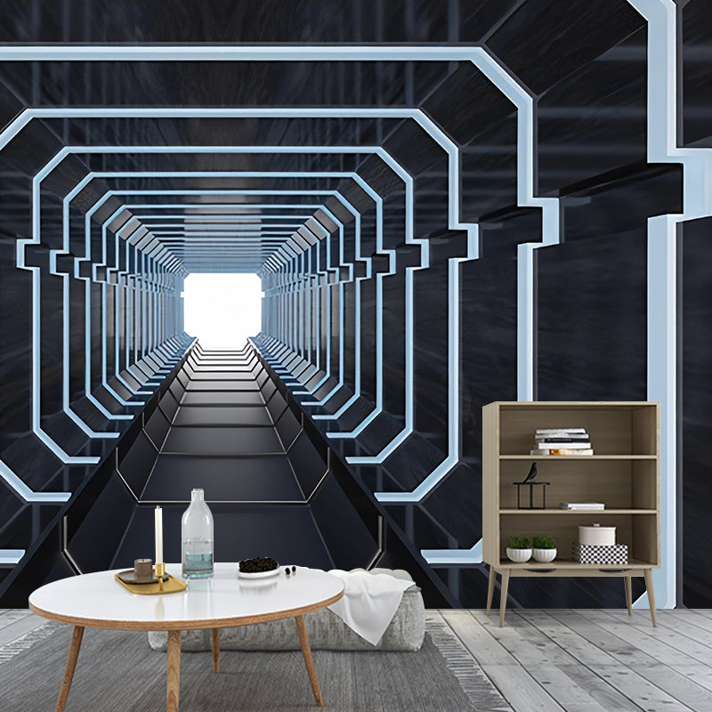 Frendorf | Moderne Wandkunst für Besprechungsräume, Schwarz und Weiß 3D ausgestreckter Tunnel, Maßanfertigung