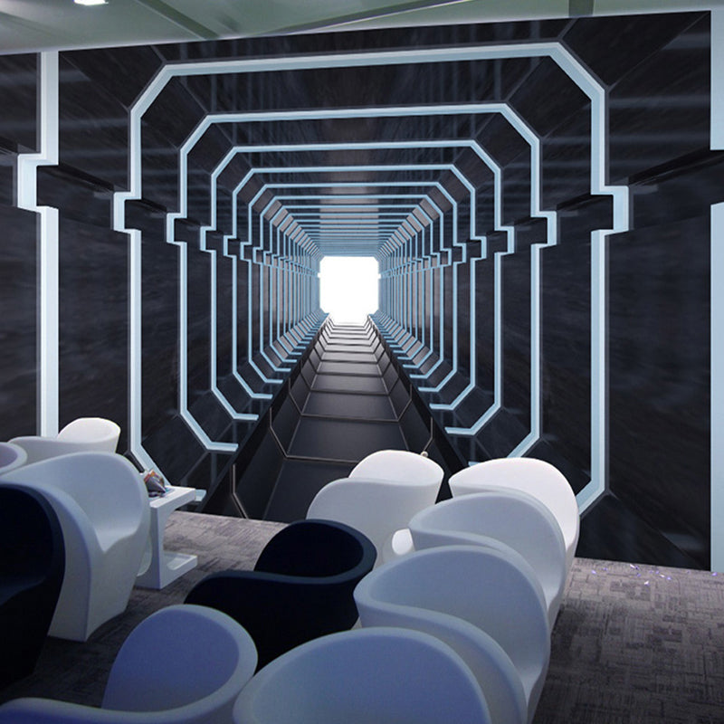 Frendorf | Moderne Wandkunst für Besprechungsräume, Schwarz und Weiß 3D ausgestreckter Tunnel, Maßanfertigung