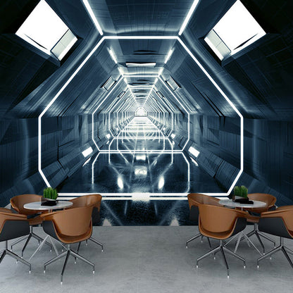 Frendorf | Moderne Wandkunst für Besprechungsräume, Schwarz und Weiß 3D ausgestreckter Tunnel, Maßanfertigung