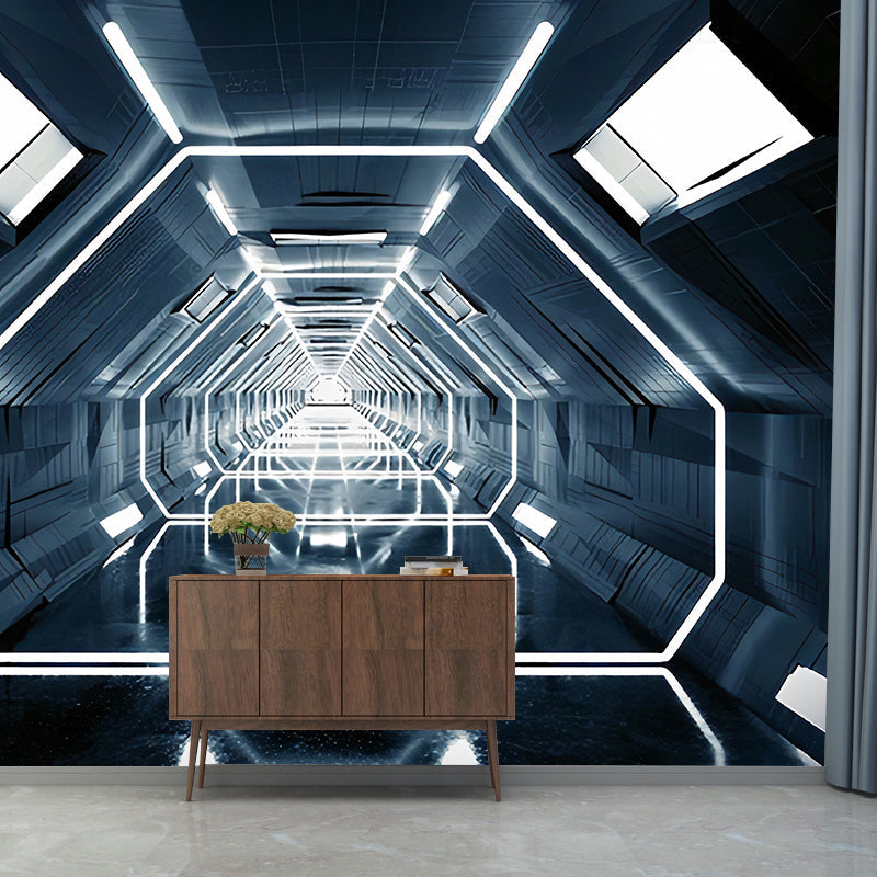 Frendorf | Moderne Wandkunst für Besprechungsräume, Schwarz und Weiß 3D ausgestreckter Tunnel, Maßanfertigung