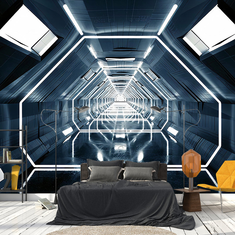 Frendorf | Moderne Wandkunst für Besprechungsräume, Schwarz und Weiß 3D ausgestreckter Tunnel, Maßanfertigung