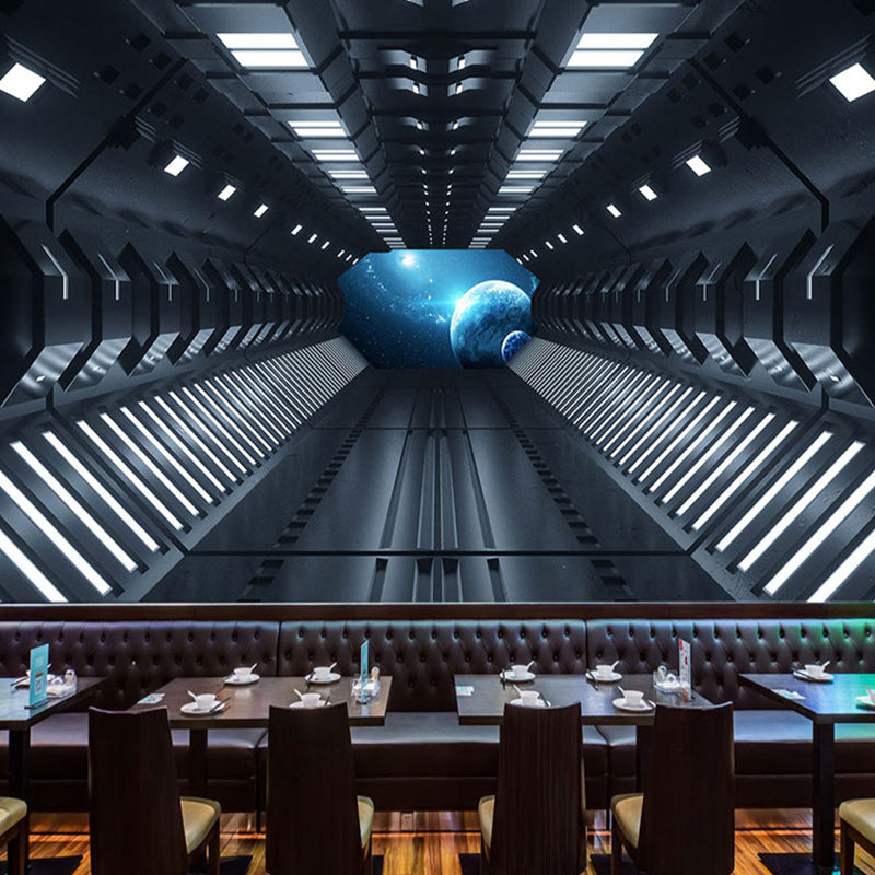 Frendorf | Moderne Wandkunst für Besprechungsräume, Schwarz und Weiß 3D ausgestreckter Tunnel, Maßanfertigung