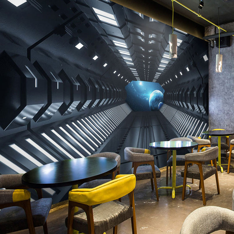 Frendorf | Moderne Wandkunst für Besprechungsräume, Schwarz und Weiß 3D ausgestreckter Tunnel, Maßanfertigung