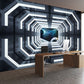 Frendorf | Moderne Wandkunst für Besprechungsräume, Schwarz und Weiß 3D ausgestreckter Tunnel, Maßanfertigung