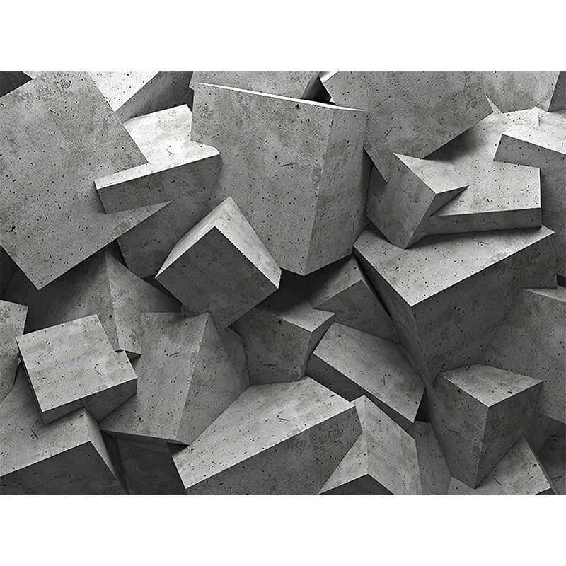 Frendorf | Industriële Muurschildering Behang Pastel Grijs Irreguliere 3D Geometrieën Wandkunst, Aangepaste Maat Beschikbaar