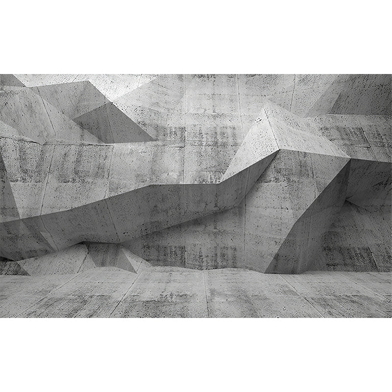 Frendorf | Industriële Muurschildering Behang Pastel Grijs Irreguliere 3D Geometrieën Wandkunst, Aangepaste Maat Beschikbaar