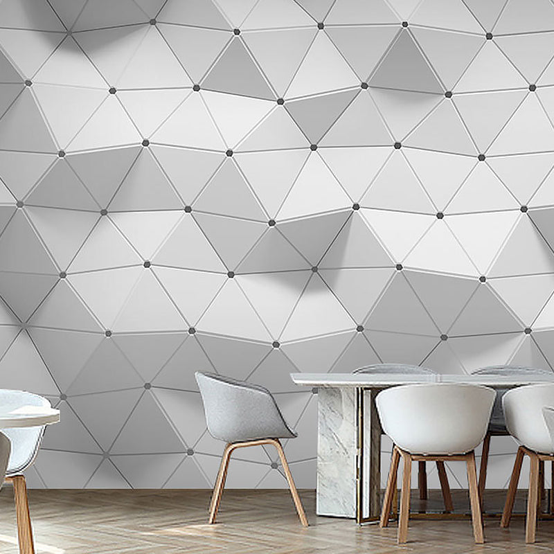 Vollwandtapete Einfarbig Grau 3D Geometrien Anpassbare Wanddekoration, Personalisierte Größe verfügbar