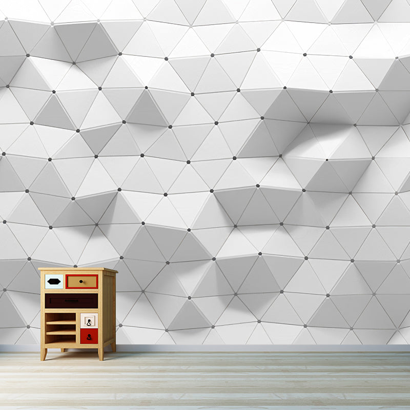 Vollwandtapete Einfarbig Grau 3D Geometrien Anpassbare Wanddekoration, Personalisierte Größe verfügbar