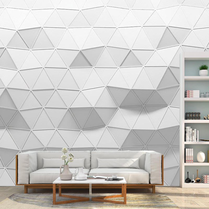 Vollwandtapete Einfarbig Grau 3D Geometrien Anpassbare Wanddekoration, Personalisierte Größe verfügbar