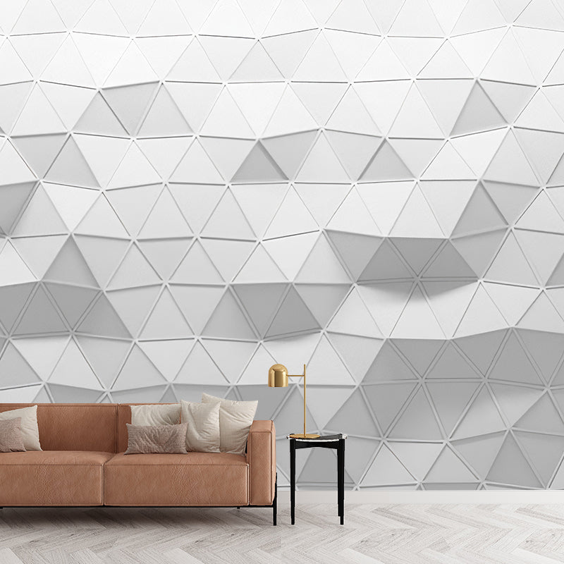 Vollwandtapete Einfarbig Grau 3D Geometrien Anpassbare Wanddekoration, Personalisierte Größe verfügbar