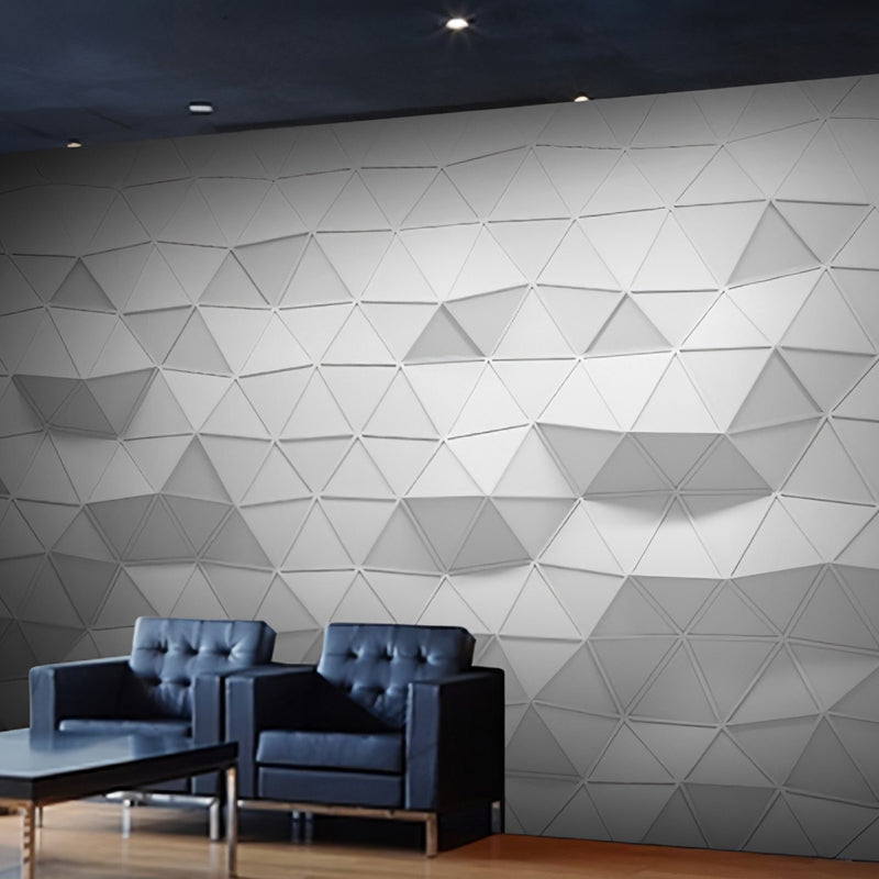 Vollwandtapete Einfarbig Grau 3D Geometrien Anpassbare Wanddekoration, Personalisierte Größe verfügbar