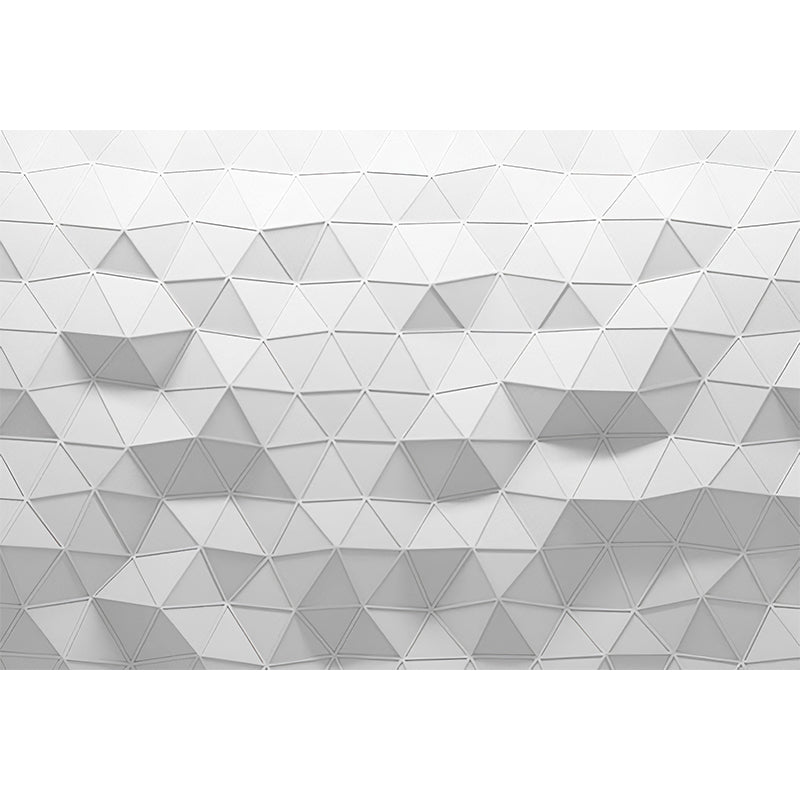Vollwandtapete Einfarbig Grau 3D Geometrien Anpassbare Wanddekoration, Personalisierte Größe verfügbar