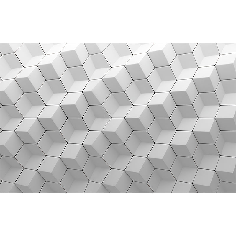 Vollwandtapete Einfarbig Grau 3D Geometrien Anpassbare Wanddekoration, Personalisierte Größe verfügbar