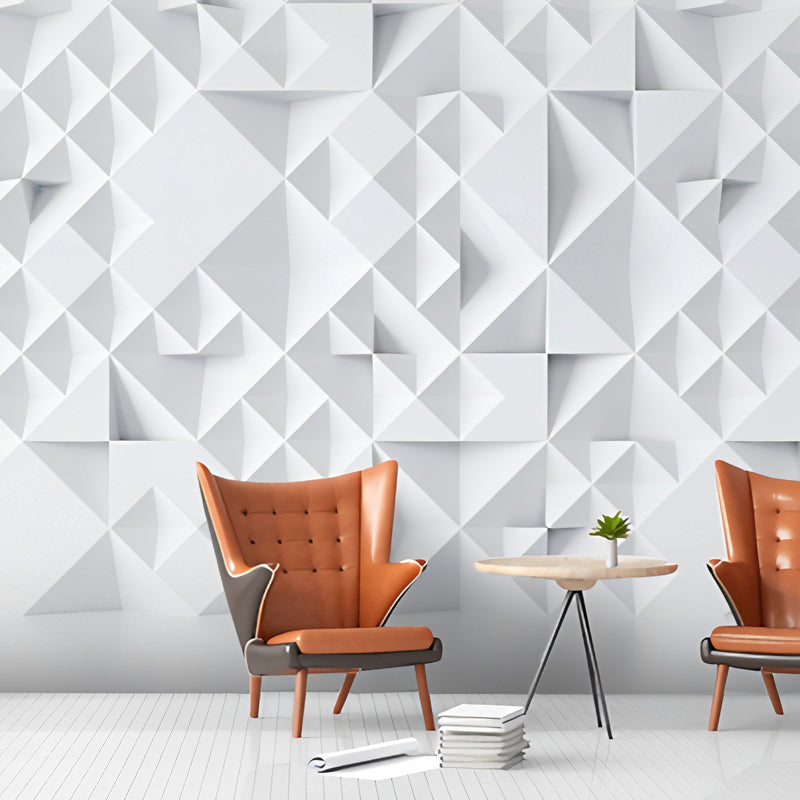 Pastellweiß 3D-Geometrien Wandtapete für Café und Wohnzimmer