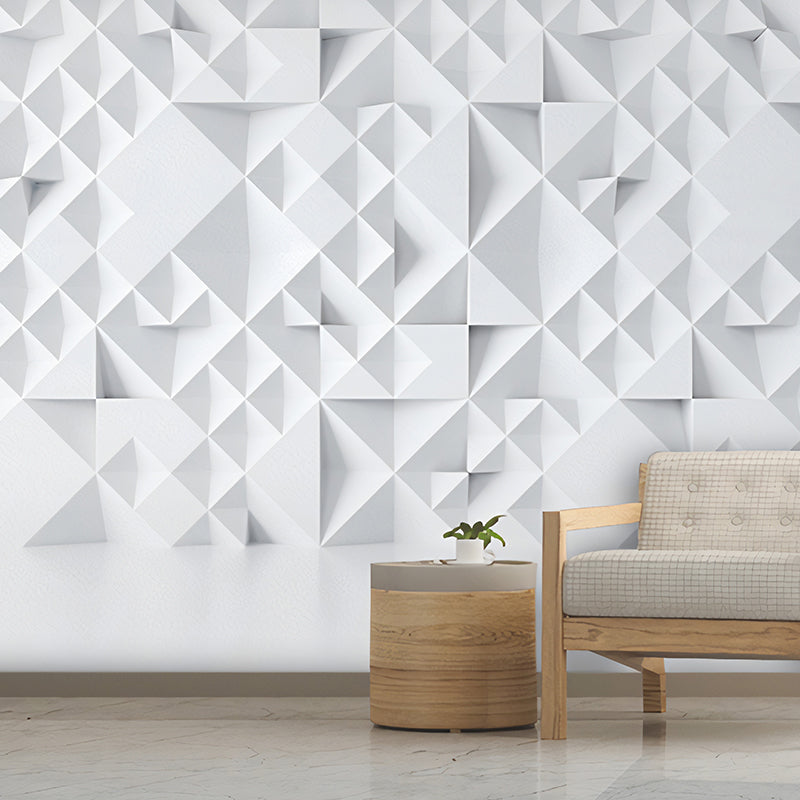 Pastellweiß 3D-Geometrien Wandtapete für Café und Wohnzimmer