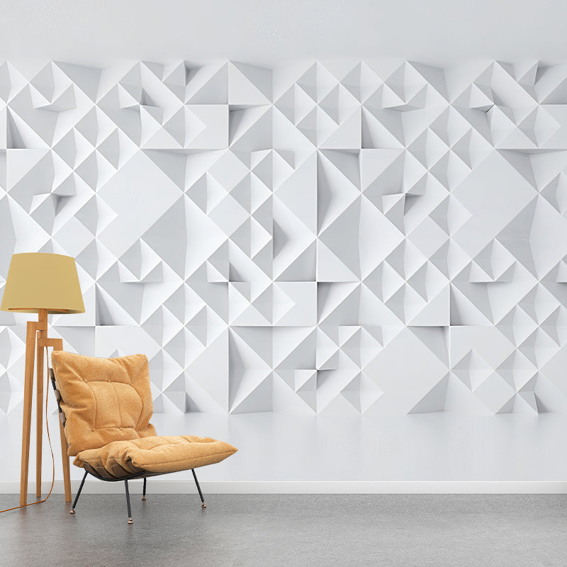 Pastellweiß 3D-Geometrien Wandtapete für Café und Wohnzimmer