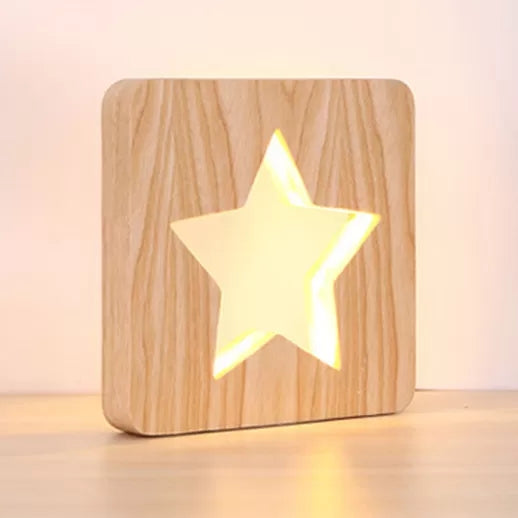 Quadratische Studie Raum Schreibtisch Licht mit Stern Holz Moderne Stilvolle Schreibtischlampe in Beige