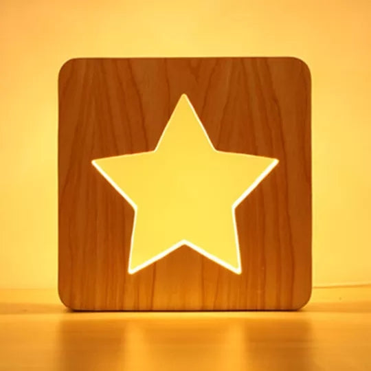 Quadratische Studie Raum Schreibtisch Licht mit Stern Holz Moderne Stilvolle Schreibtischlampe in Beige