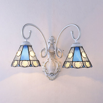 Frendorf | Moderne konische Wandbeleuchtung mit sternenförmigem Buntglas 2 Licht Wandmontage Licht für Schlafzimmer