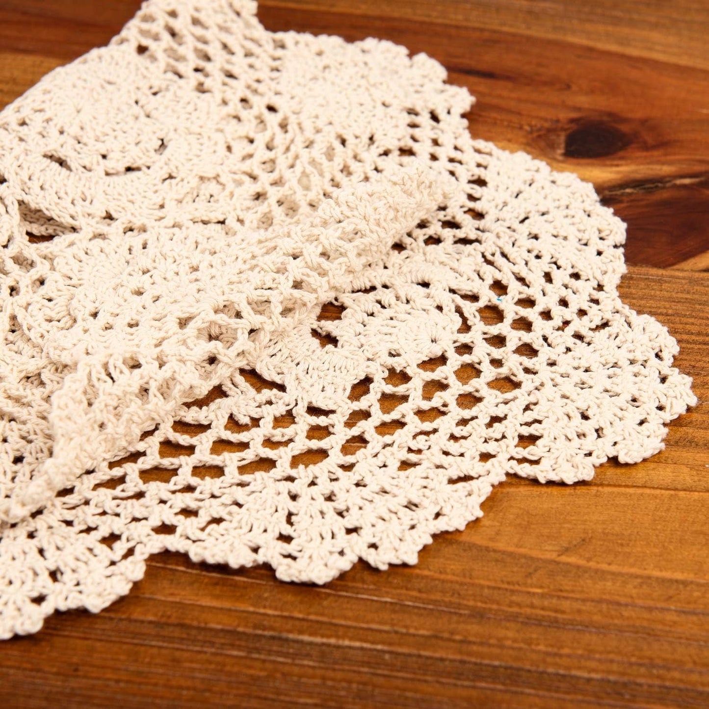Frendorf | 2-Teilig Handgefertigte Baumwolle Häkel-Untersetzer Ovale Spitze Tischplatzsets 12 X 17 Zoll, Beige