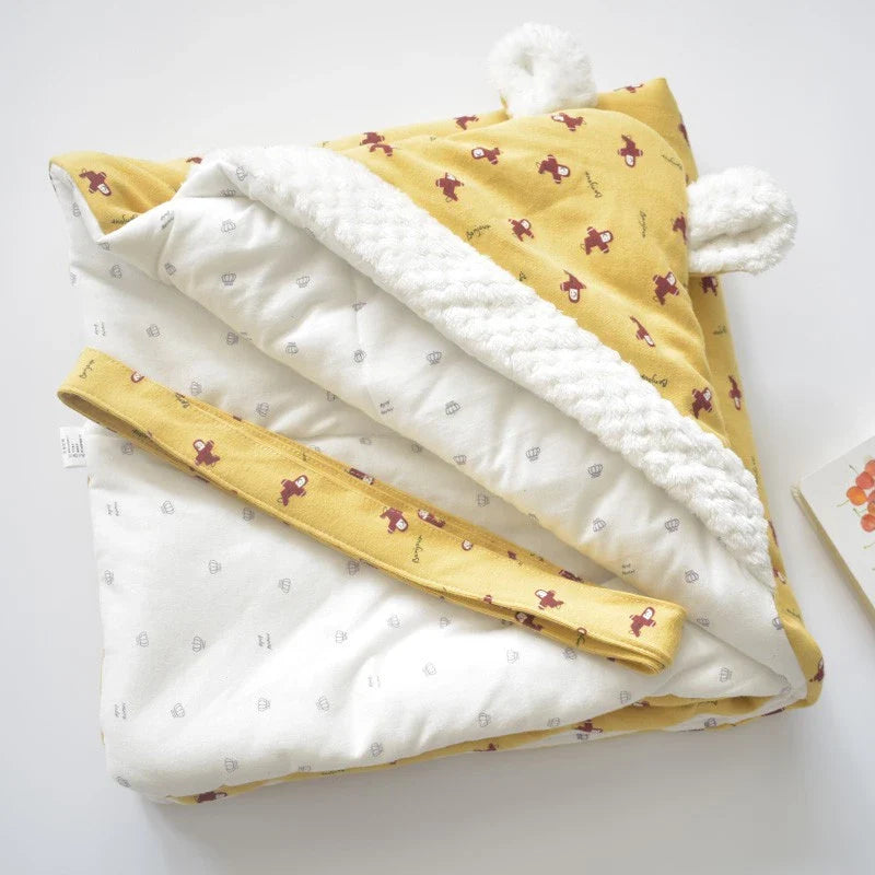 Frendorf | Baby Einschlagdecke mit Kapuze – Kuschelige Decke mit Ohren & Fleece