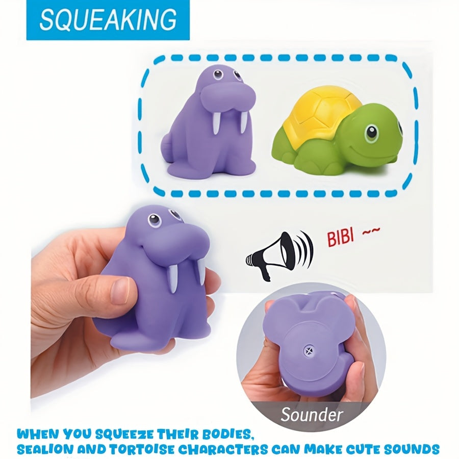 Frendorf | Badspielzeugset mit Netzen – Schwimmende Meeresbewohner und Wasserspritzer