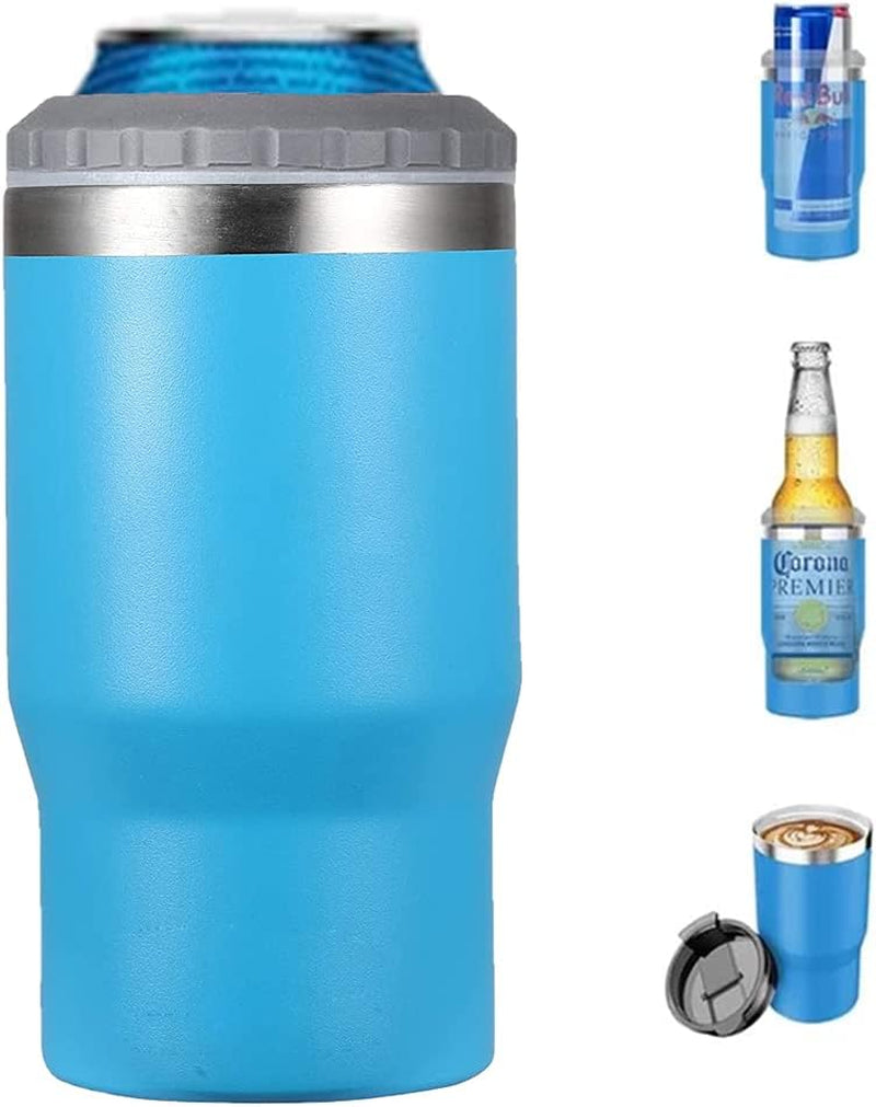 Frendorf | 4 in 1 Edelstahl Dose-/Flaschenisolator, 14Oz Zwei-Wege-Deckel SUS Isolierte Dose Kühler, Bierflaschenhalter (Schwarz)