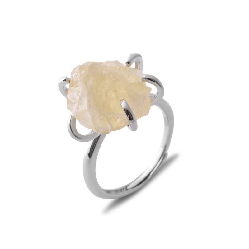 Frendorf | Sechs-Klauen-Verstellbarer Ring mit Natürlichem Kristall – Liora