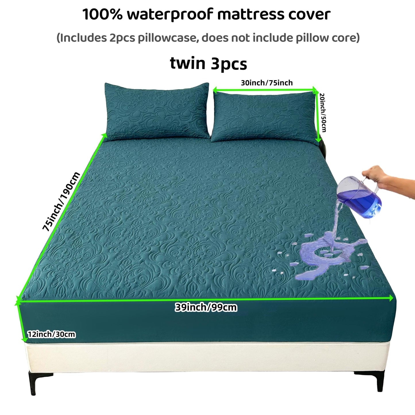 3-teiliger wasserdichter Matratzenschoner Set – Atmungsaktiv, Staubdicht, Rutschfest, Maschinenwaschbar, Spannbettlaken mit tiefem Pocket für alle Jahreszeiten