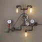 Schwarz/Bronze Finish Fahrradleuchte mit Wasserhahn und Manometer Rustikales Eisen 3 Lichter Esszimmer Wandmontage Leuchte