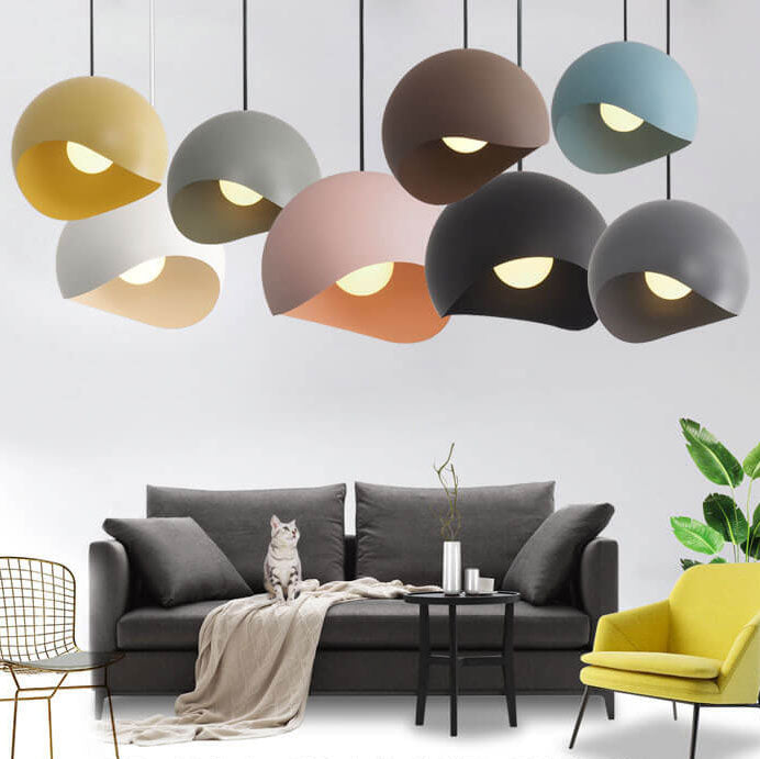 Frendorf | LumiMacaron Modernes Design Pendelleuchte | Farbiges Metall | 1-flammig | Stilvolle Beleuchtung | Deko für Zuhause