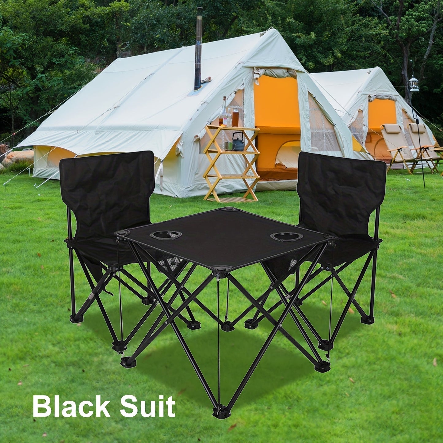 Frendorf | Faltbares Garten-Set mit Tisch und Stühlen – Tragbar für Camping und Grillen
