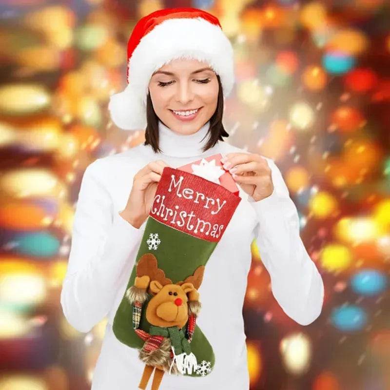 Frendorf | 2024 Neujahr Weihnacht Große Strümpfe Set Dekorationen Weihnachten 3D Plüsch Große Socke Weihnachtsbaum Anhänger Dekorationsbedarf