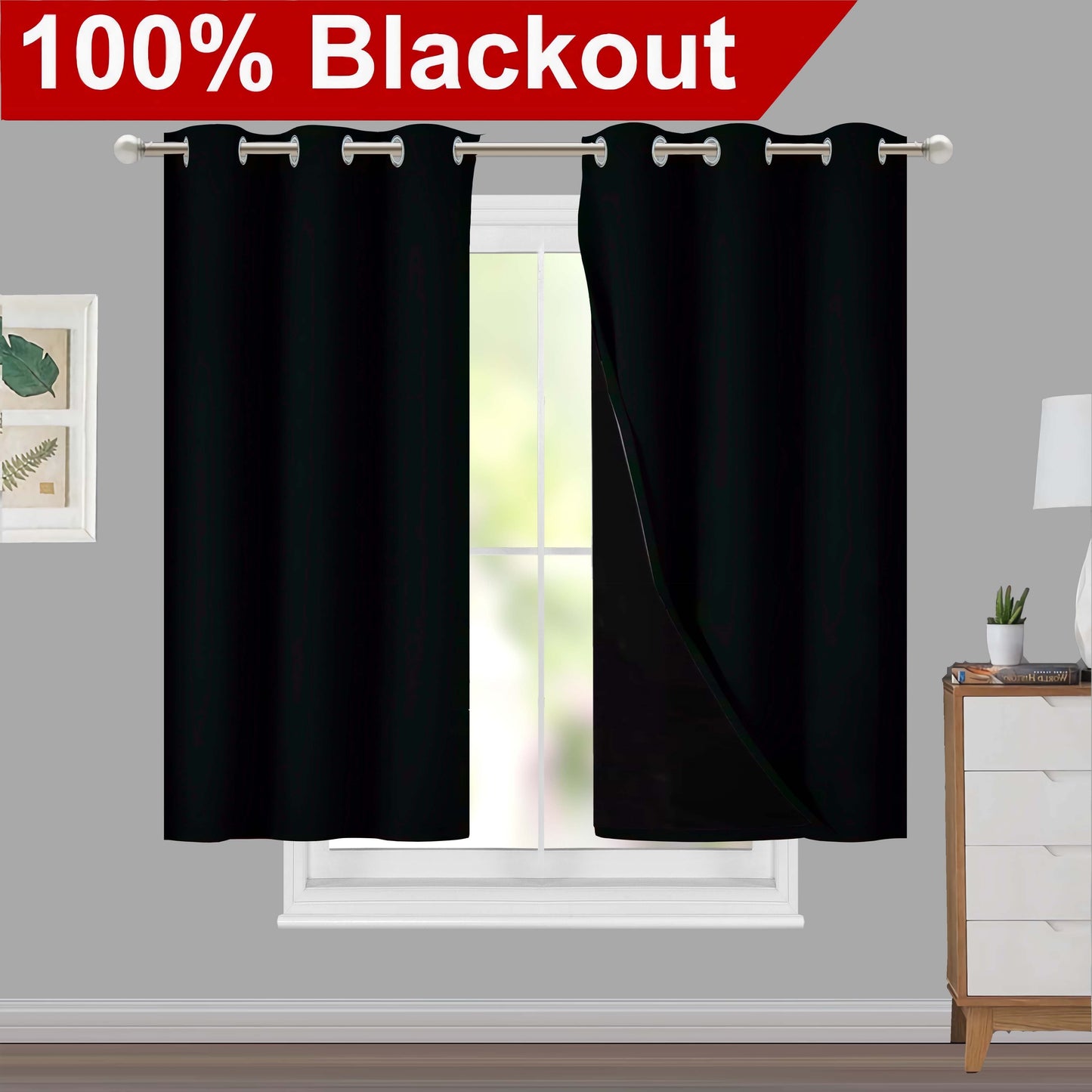 Klassische Blackout-Vorhänge mit Ösen – Thermisch isolierter, nicht bleichbarer Stoff für Wohnzimmer, Schlafzimmer, Küche, stilvolle Wohnkultur