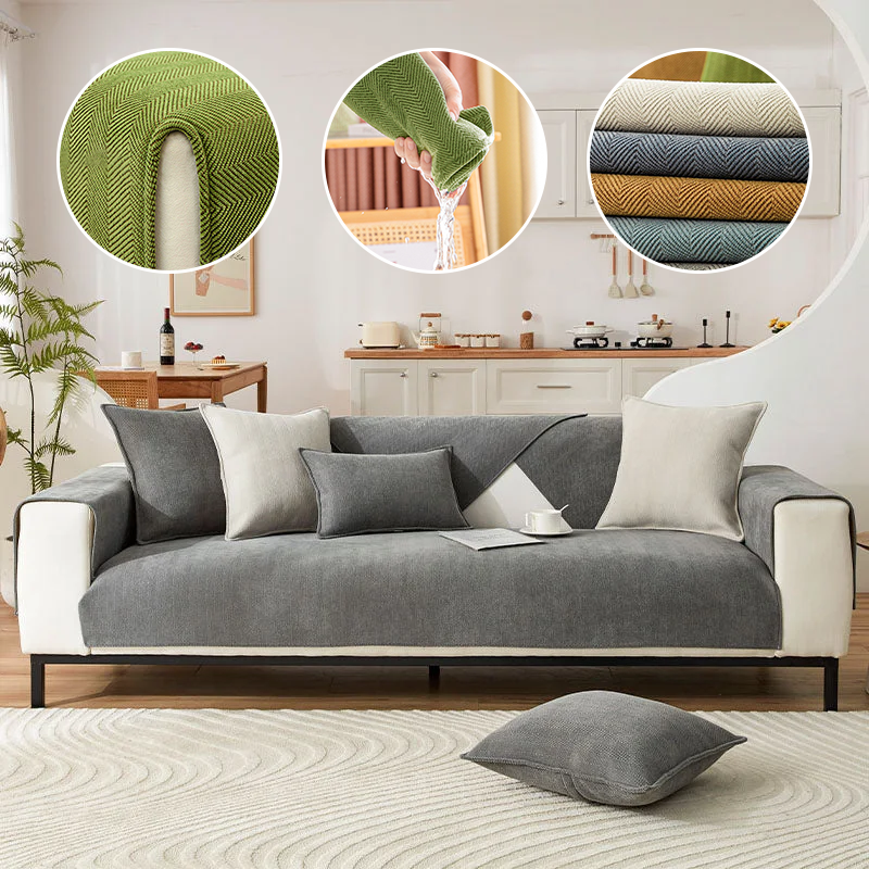 Frendorf | Fischgrät Chenille Stoff Möbel Schutz Sofa Bezug