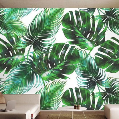 Frendorf | Banana Leaf Mural Wallpaper für thailändisches Restaurant, tropische Wanddekoration in Dunkelgrün